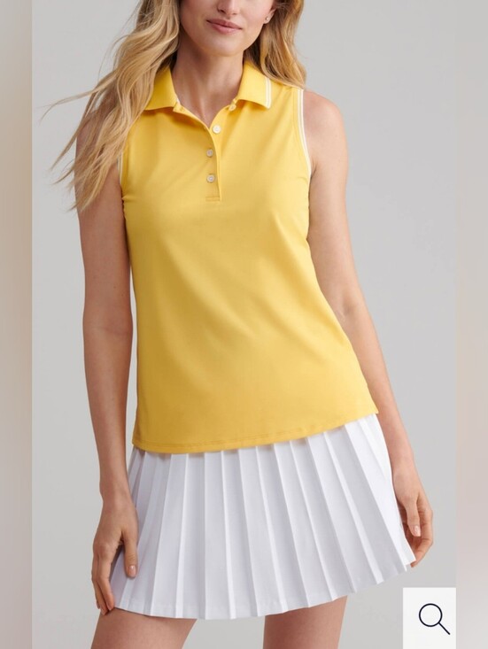 Peter Millar Tops - Sleeveless Polo Tank Peter Millar Women's Lemon Drop /White Canter Top in Yellow